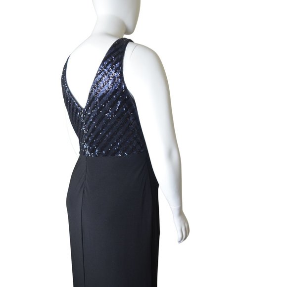 Lauren Ralph Lauren Black & Blue Sequin Bodice Full Length Gown - Size 16 HOT! - Picture 8 of 9